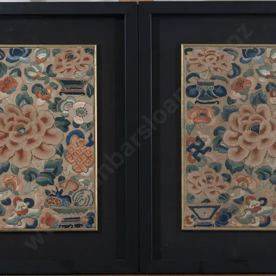 A Pair Of Chinese Embroidered Panels