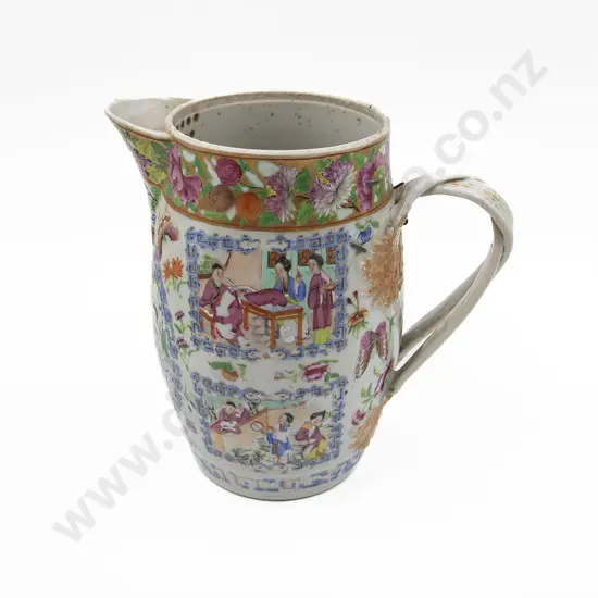 A Chinese 19th Century Canton Porcelain Famille Rose Jug