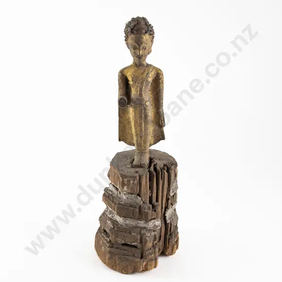 Thai 19th century Gilt Wood Buddha Figure