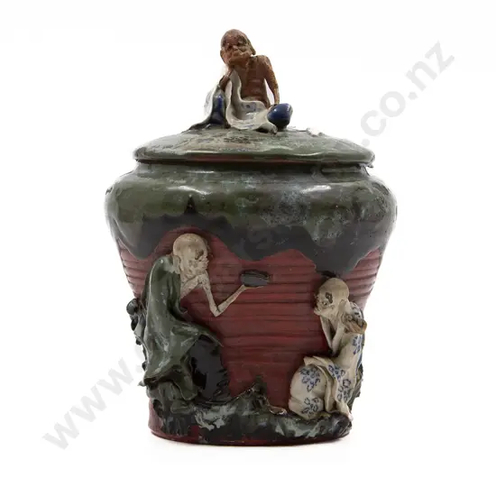 A Japanese Sumidagawa Lidded Jar
