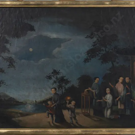 An Early 20th Century Chinese Painting Depicting the August Moon Festival