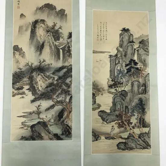 Two Chinese hand painted scroll paintings