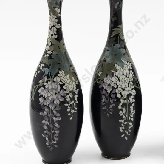 Pair Of Japanese Meiji Period Cloisonne Vases