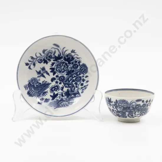 First Period Worcester B&W Tea Bowl and Saucer