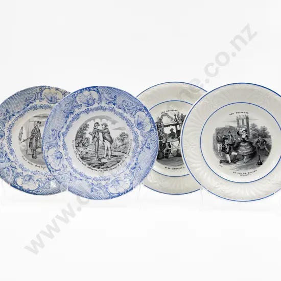 Two Pairs Of C19th French & Italian Transfer Printed Side Plates