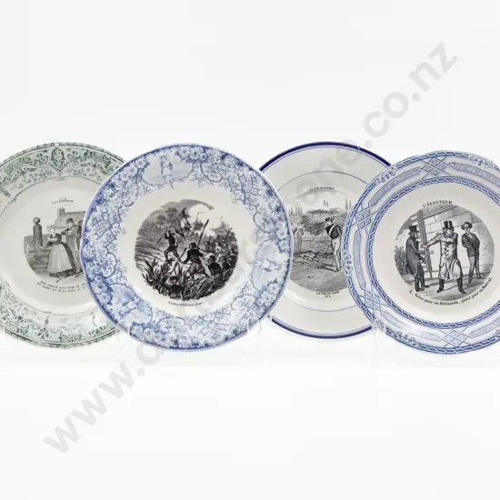 Four Various C19th French Transfer Printed Side Plates