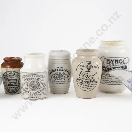 Collection Victorian Stone Ware and Other Paster Jars (8)