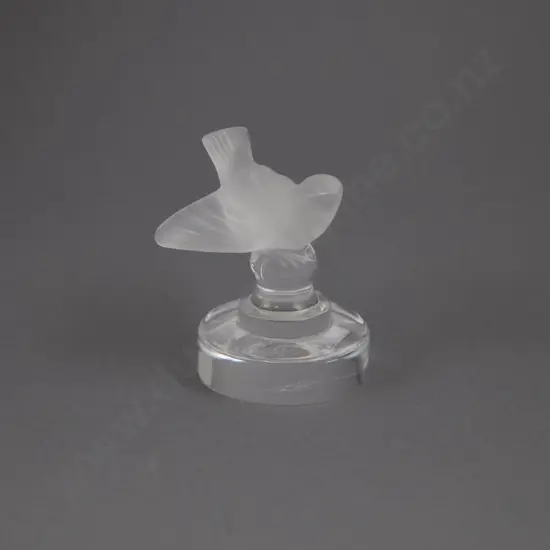 Small Lalique Frosted Glass "Sparrow" Desk Weight