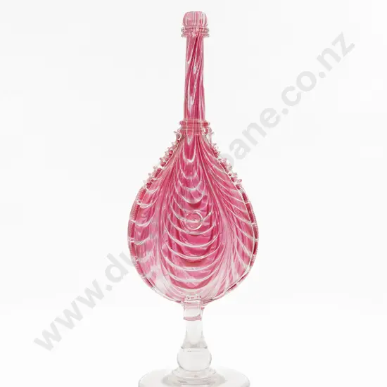 Victorian Nailsea Ware Glass Bellows Flask