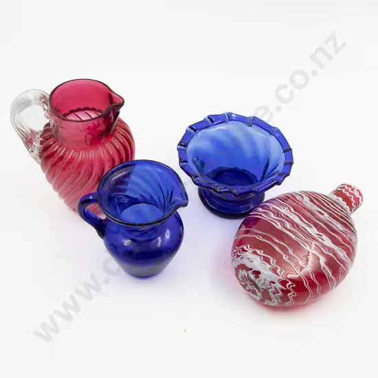 Victorian Nailsea Ware Glass Flask