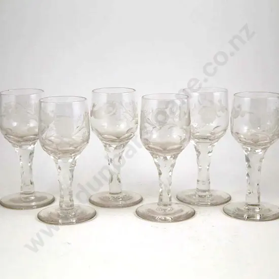Set Of Six C19th Wine Glasses