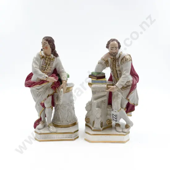 Pair Victorian Period Derby Figures of Shakespeare and Milton