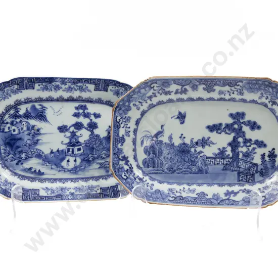 A Pair Of 19th Century Chinese Blue And White Export Dishes