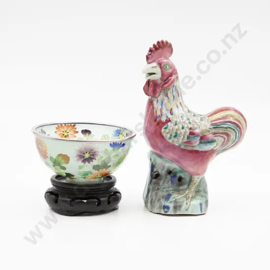 Late C19th Chinese Famille Rose Model of a Rooster