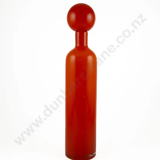 An Orange Glass Decanter with Ball Stopper