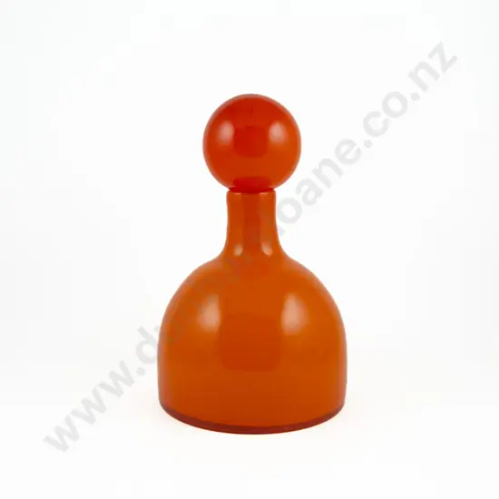 An Orange Glass Decanter with Ball Stopper