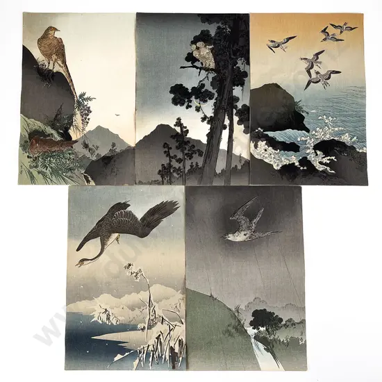 Five Japanese Woodblock Prints - Various Birds