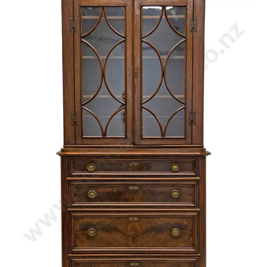 Composed C19th Mahogany Bookcase on Chest