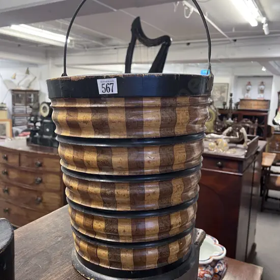 C19th Irish Mahogany & Maple Peat Bucket