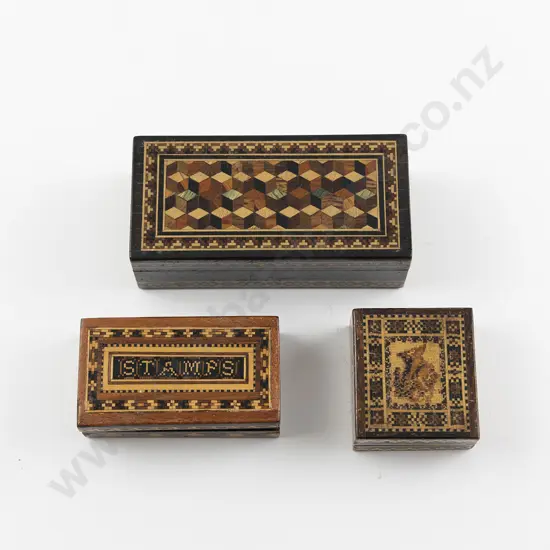 Three Victorian Tunbridge Ware Boxes
