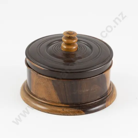 Victorian Circular Turned Yew Wood Box