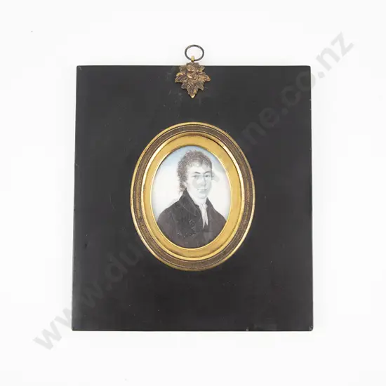 Early C19th Oval Miniature Portrait On Ivory Of A Regency Gent