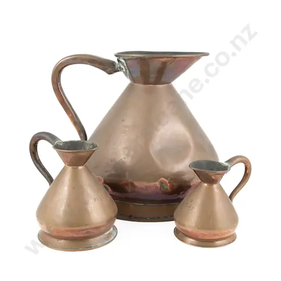 Graduated Set Of 3 Vict Copper Measures
