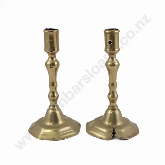 Pair Geo III Brass Candlesticks