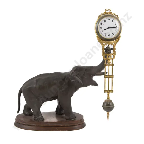 Late C19th Bronzed Elephant Mystery Clock