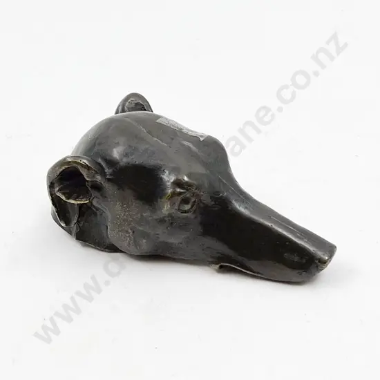 Victorian Bronze Hollow Cast Whippet Dog Head