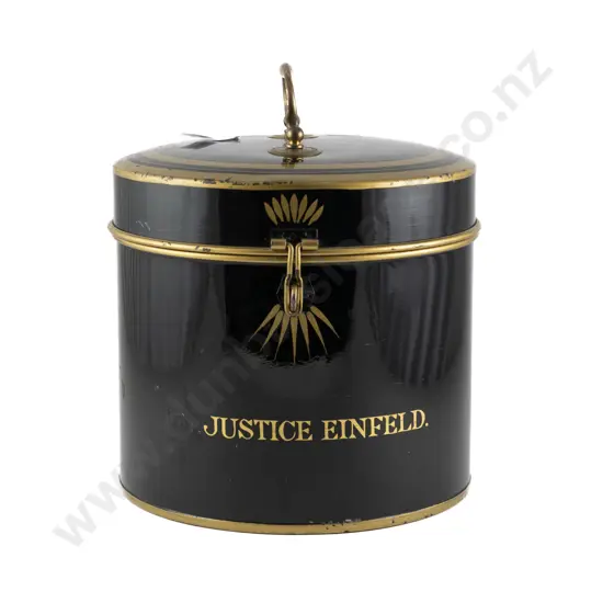 C19th Style Judges Japanned & Gilt Painted Wig Tin