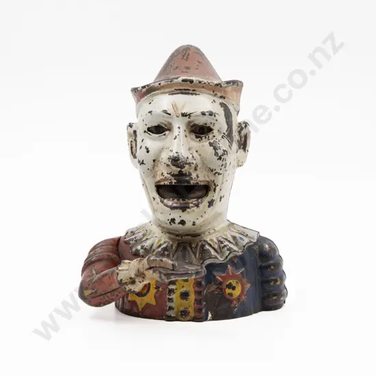 Antique Buffalo NY USA Cast Iron Clown Money Box