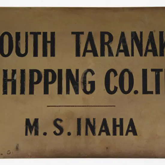 Brass Sign For The South Taranaki Shipping Co Ltd