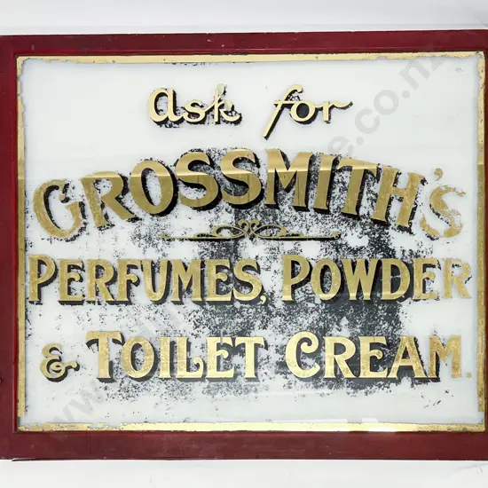 Late C19th Gilt Painted Advertising Window For Crossmith's Perfumes Powder & Toilet Cream
