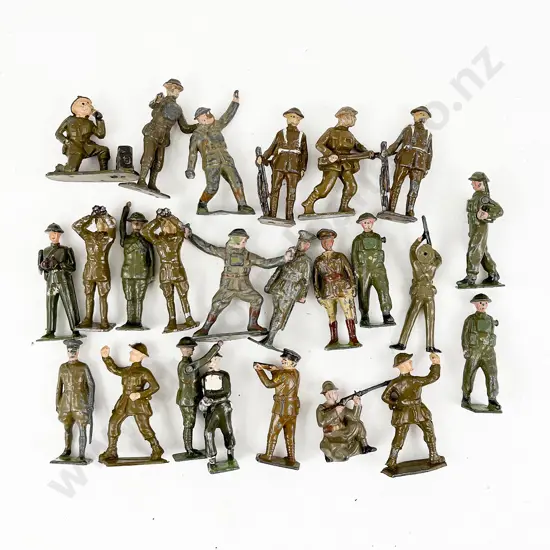 Mixed Lot Britains and Other Manufacture Posed Soldiers and Officers 24pces