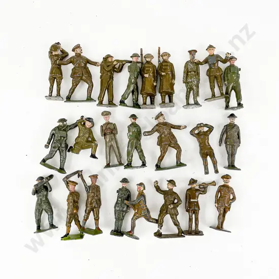 Mixed Lot Britains and Other Manufacture Posed Soldiers and Officers 24pces