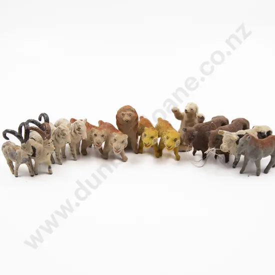 Fourteen Timpo Hollow Cast Lead Flocked Zoo & Farm Animals