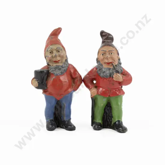 Two Vintage Hollow Cast Lead Character Gnomes
