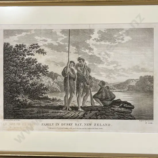 Original Engraving From Cooks Voyages - "Family in Dusky Bay"