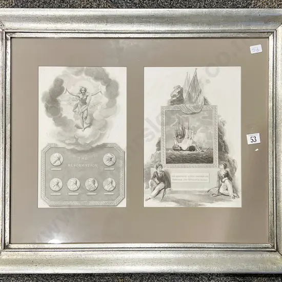Framed Display of Two Vintage Book Plates