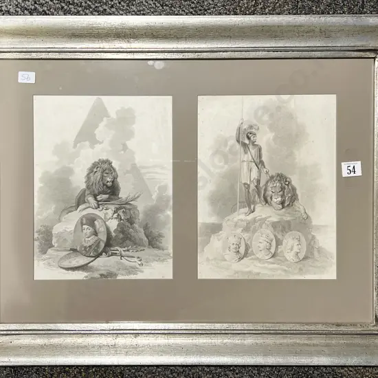 Framed Display of Two Vintage Book Plates