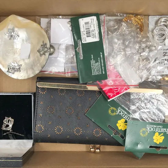 Box of Assorted Modern Jewellery, MOP Dish Etc