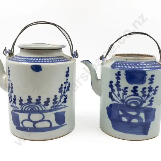 Two Chinese Blue and White Teapots (Faults)