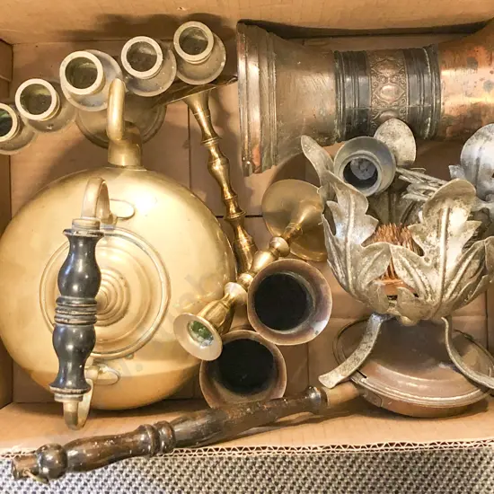 Mixed Box of Copper and Brass Ware