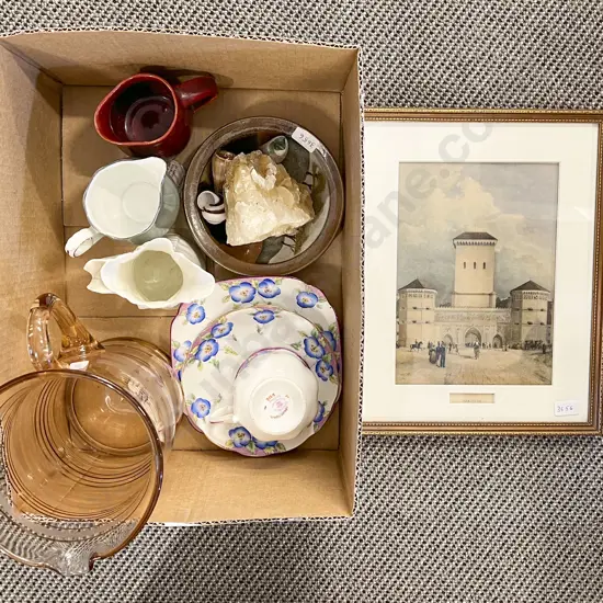 Box with Royal Worcester Jug and Other China
