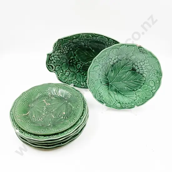 Eight Victorian Cabbage Leaf Plates (Faults)