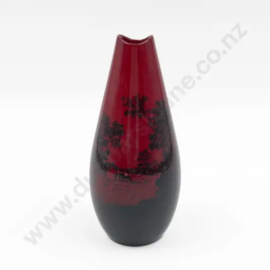 RD Flambe Woodcut Pattern Vase