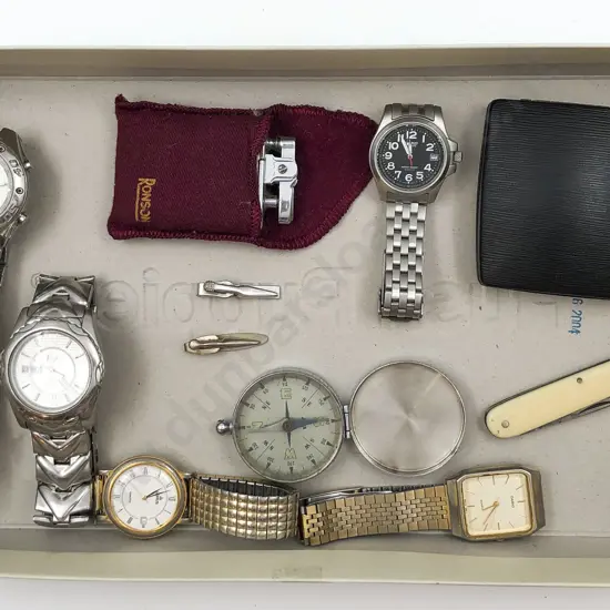 Box with Watches and Compass with Lighter and Pocketknife