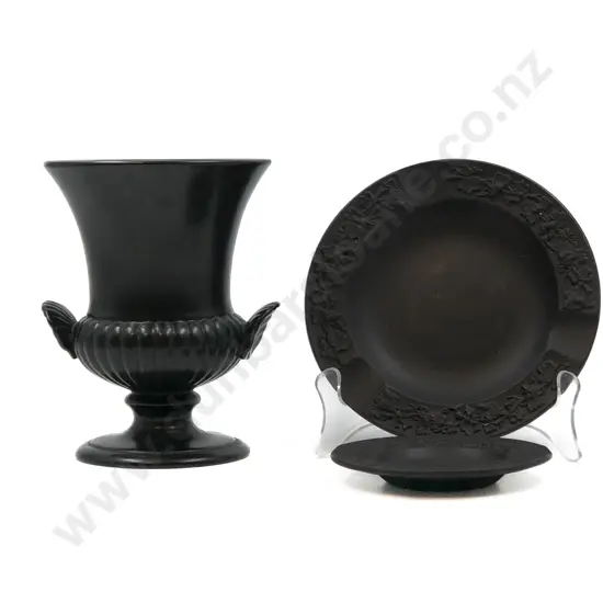 Two Wedgewood Basalt Ash Tray and Small Vase
