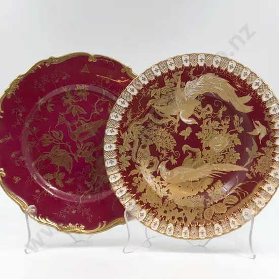 Two Royal Crown Derby Bird Decorated Cabinet Plates